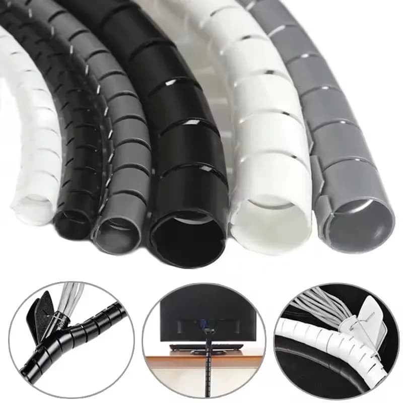 Cavo a Spirale Flessibile 2M/1M, Organizzatore per Cavi, Protezione per Cavi del Computer, Tubo Protettivo con Clip, Strumenti di Gestione 16/10mm
