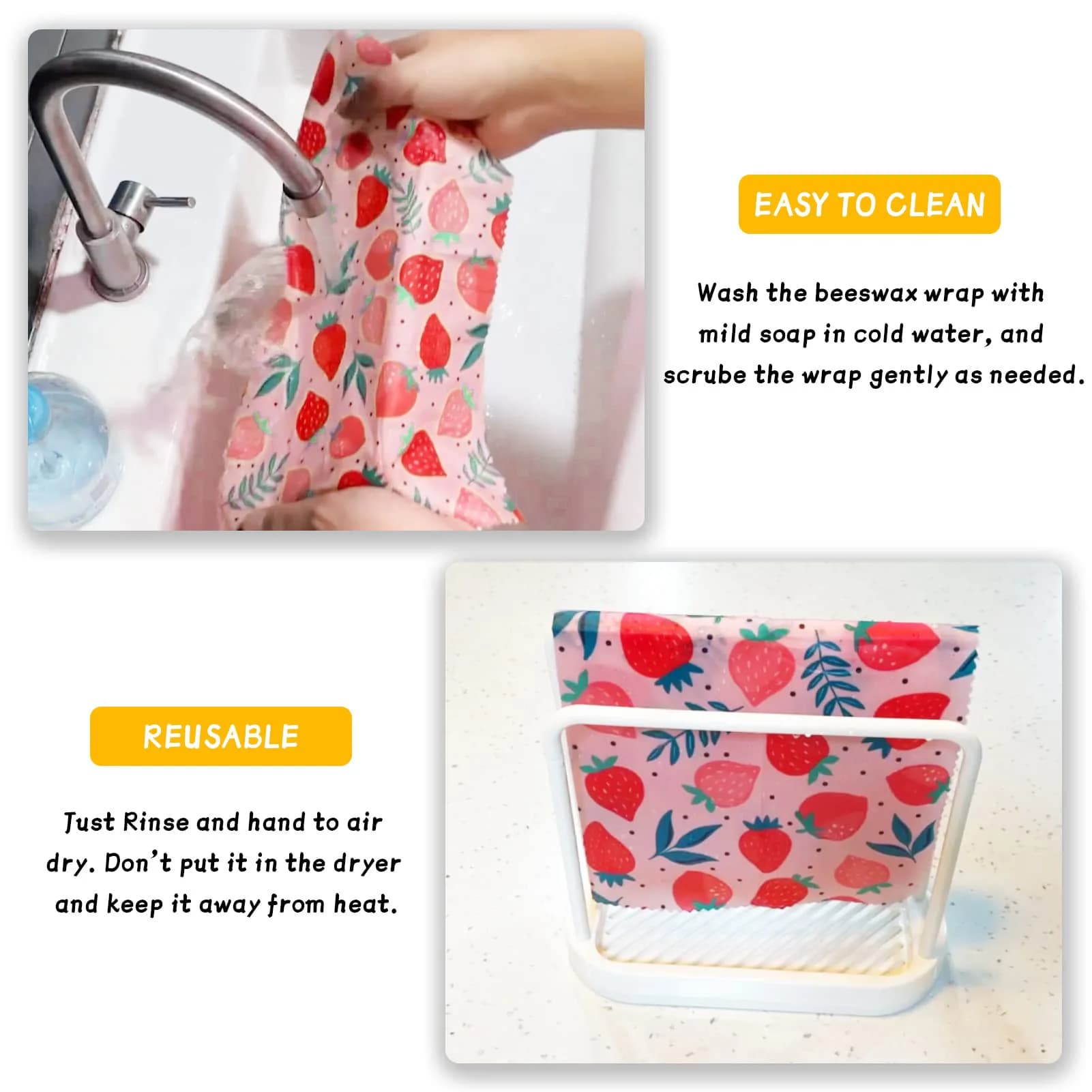 Eco-friendly Food Wrap Reusable Beeswax Wraps for Kitchen Storage Natural Plastic-Free Cloth Covers Durable Sustainable