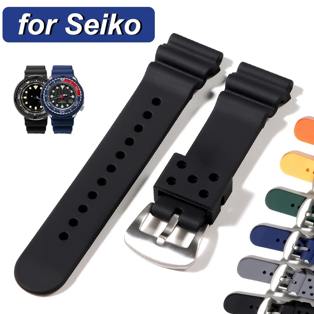 Cinturino per orologio da 20mm 22mm per Seiko Prospex SRP777J1 Bracciale in silicone per immersione impermeabile per cinturino sportivo Seiko No.5 SKX007 SKX009