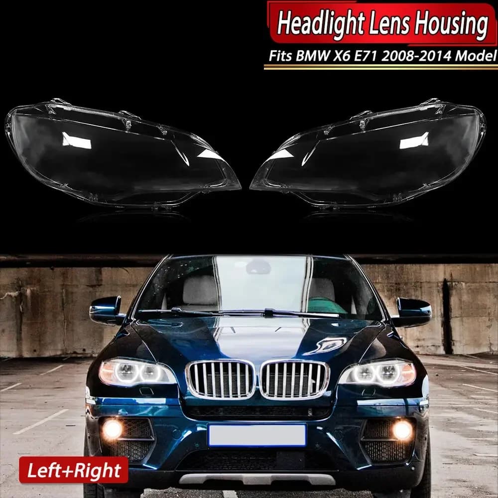 Pair Car Front Headlight Lens For 2008-14 BMW E71 X6 Headlamp Covers 63117288996