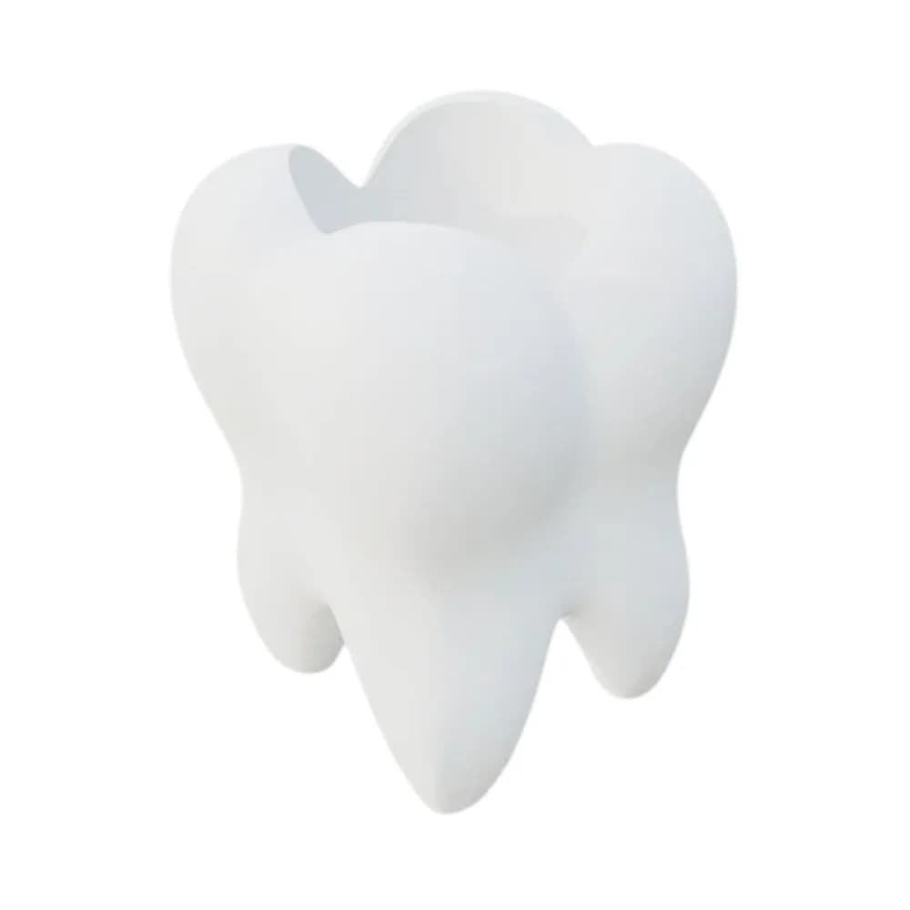 Portaspazzolino Multifunzionale a Forma di Dente 3D, Bianco, Creativo, Portapenne a Forma di Dente, Resistente e Stabile