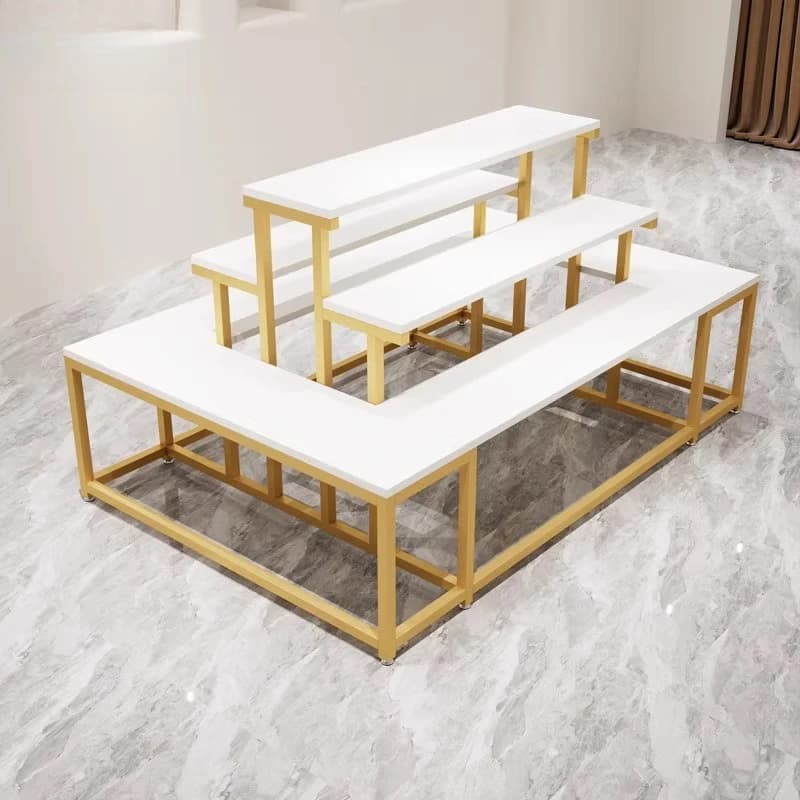 Espositore per scarpe Negozio di scarpe Scarpiera Armadietto a isola centrale Scaffale per borse Negozio di abbigliamento trapezoidale Tavolo centrale Negozio di fiori Acqua