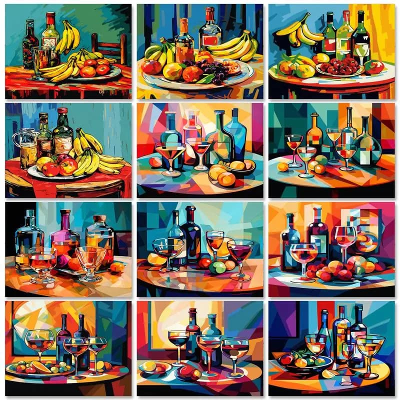 GATYZTORY pittura acrilica pittura fai da te con i numeri con cornice immagine di succo di frutta con numeri per decorazioni per pareti domestiche 60x75cm