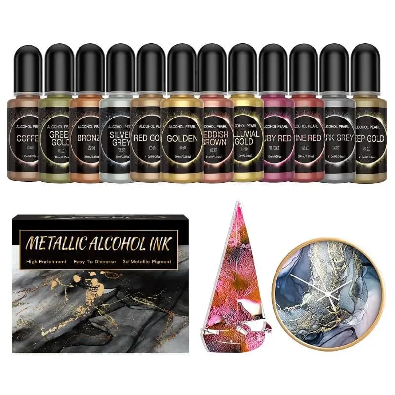 12 Colors Metallic Candle Color Epoxy Resin Pigment For Crafts Liquid Coloring Ink Spreading Resin Jewelry Creation
