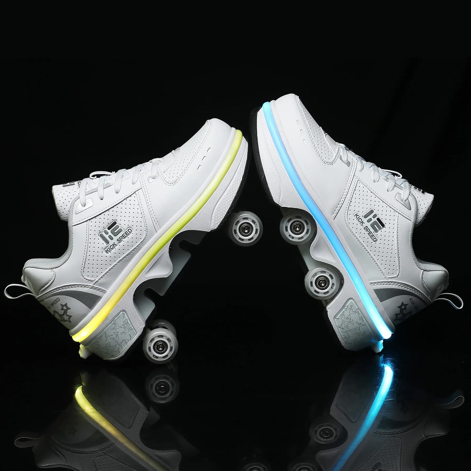 New Deformation Shoe for Double Purpose Wheel Skating Shoes Double Row Skating Shoes Modified Version Four Wheel Running Shoes