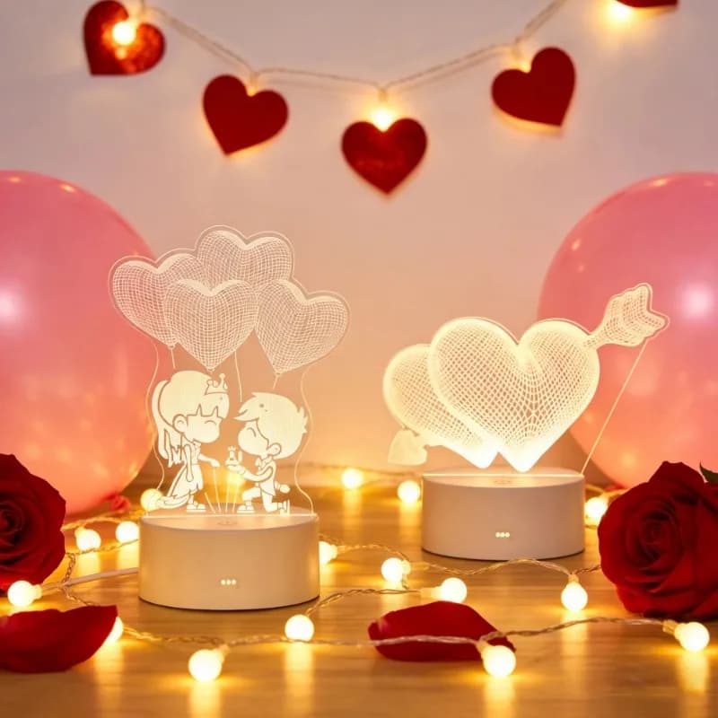 Lampada LED 3D in Acrilico per Decorazioni Matrimoniali, Luce Notturna Romantica per Bambini, Regalo di Compleanno, Lampada da Comodino Natalizia