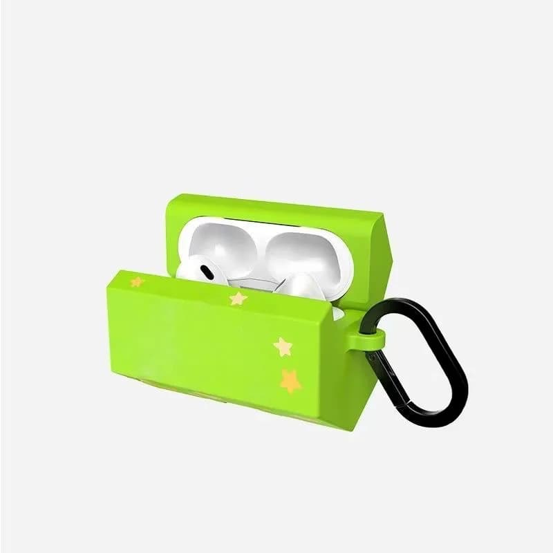 Custodia in silicone Cartoon Green Box per auricolari AirPods Pro2 Pro con gancio