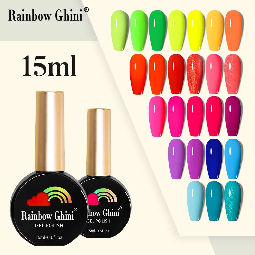 Smalto gel fluorescente serie estiva HEMA&TPO FREE RG 15ML in stile sportivo Smalto per unghie YK2 adatto per feste Gel UV per nail art