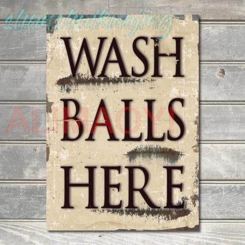 Metal Funny Golf Wash Balls Here Man Cave Bathroom wall Sign Decor Metal Plaque sign
