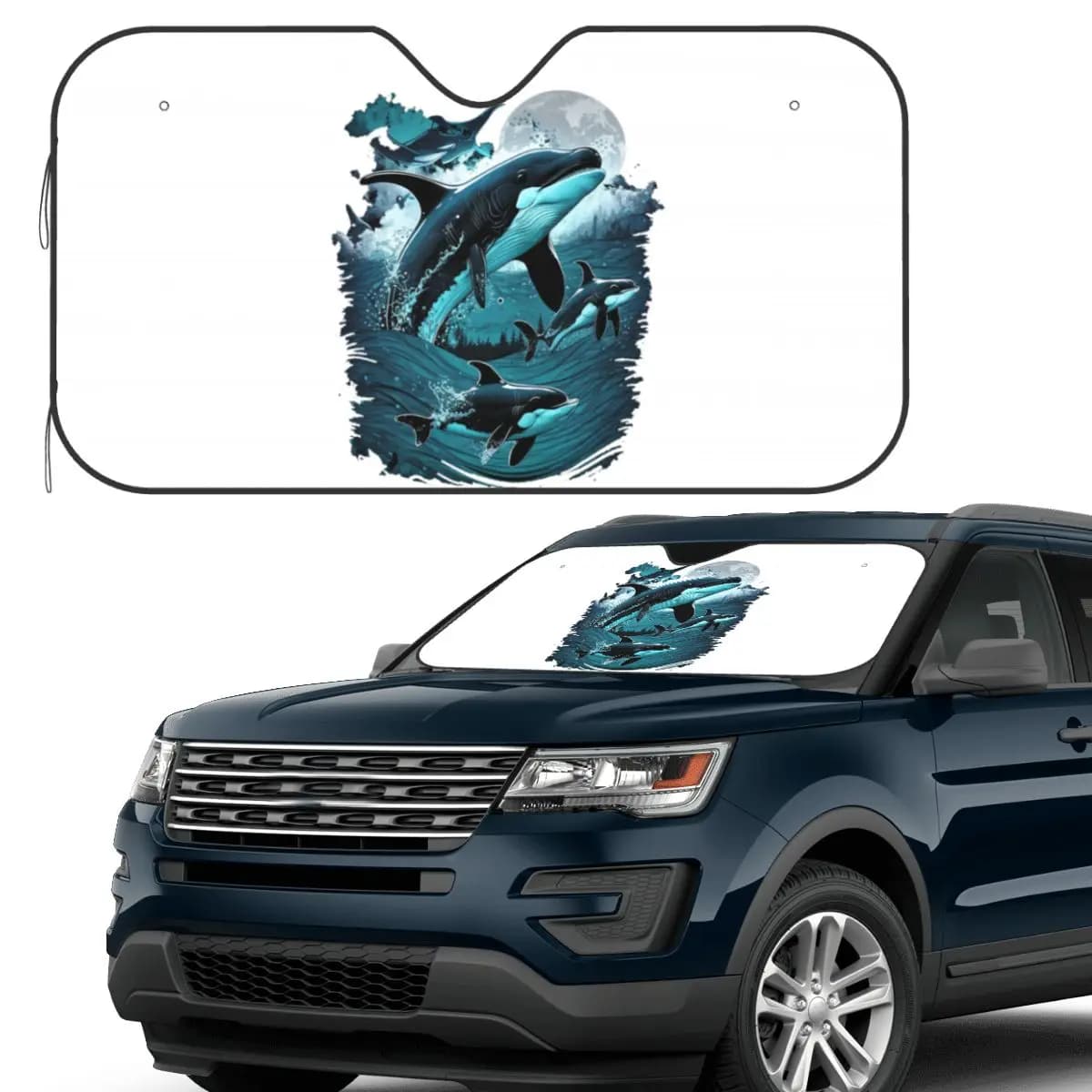 Orca Acquatico Mare Oceano - Top Tees Killer Whale Parasole Parabrezza Auto Parabrezza Anteriore Finestra Visiera parasole Accessori Coperture