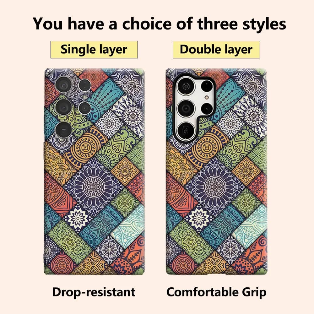 Color Mandala Patch Tile Luxury Fashion Full Lens Protective Case for Samsung Galaxy S26 S25 S24 A56 A36 Plus Ultra