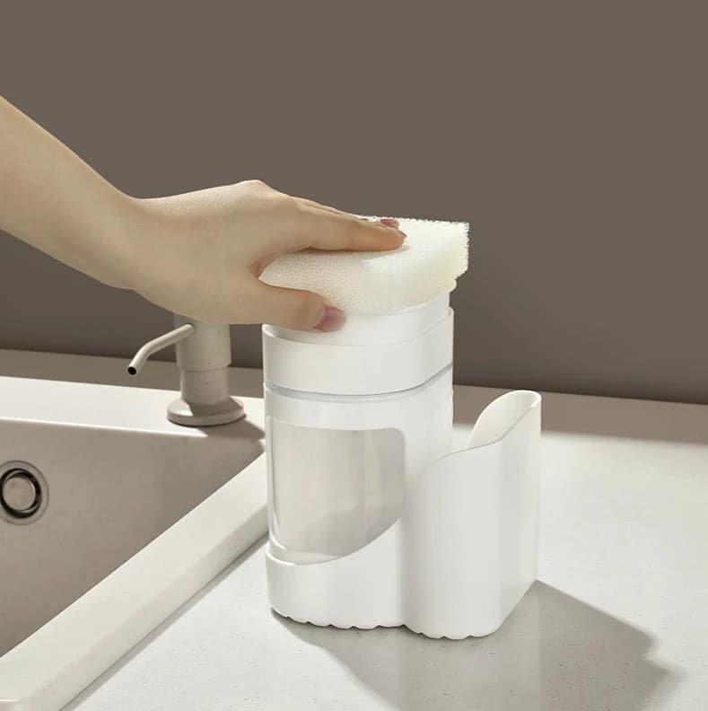 Dispenser per pompa di sapone per piatti da 420 ml per spugna da appoggio inclusi dispenser di sapone per piatti e supporto per spugna per lavello da cucina