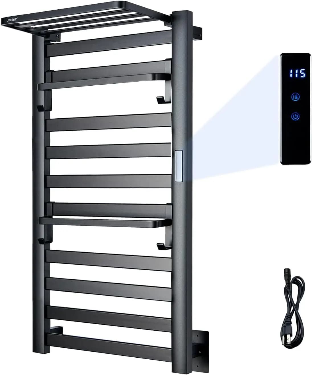 Scaldasalviette 2-in-1 con 10 Barre, Montaggio a Parete per Bagno, Timer 24H e Controllo Temperatura