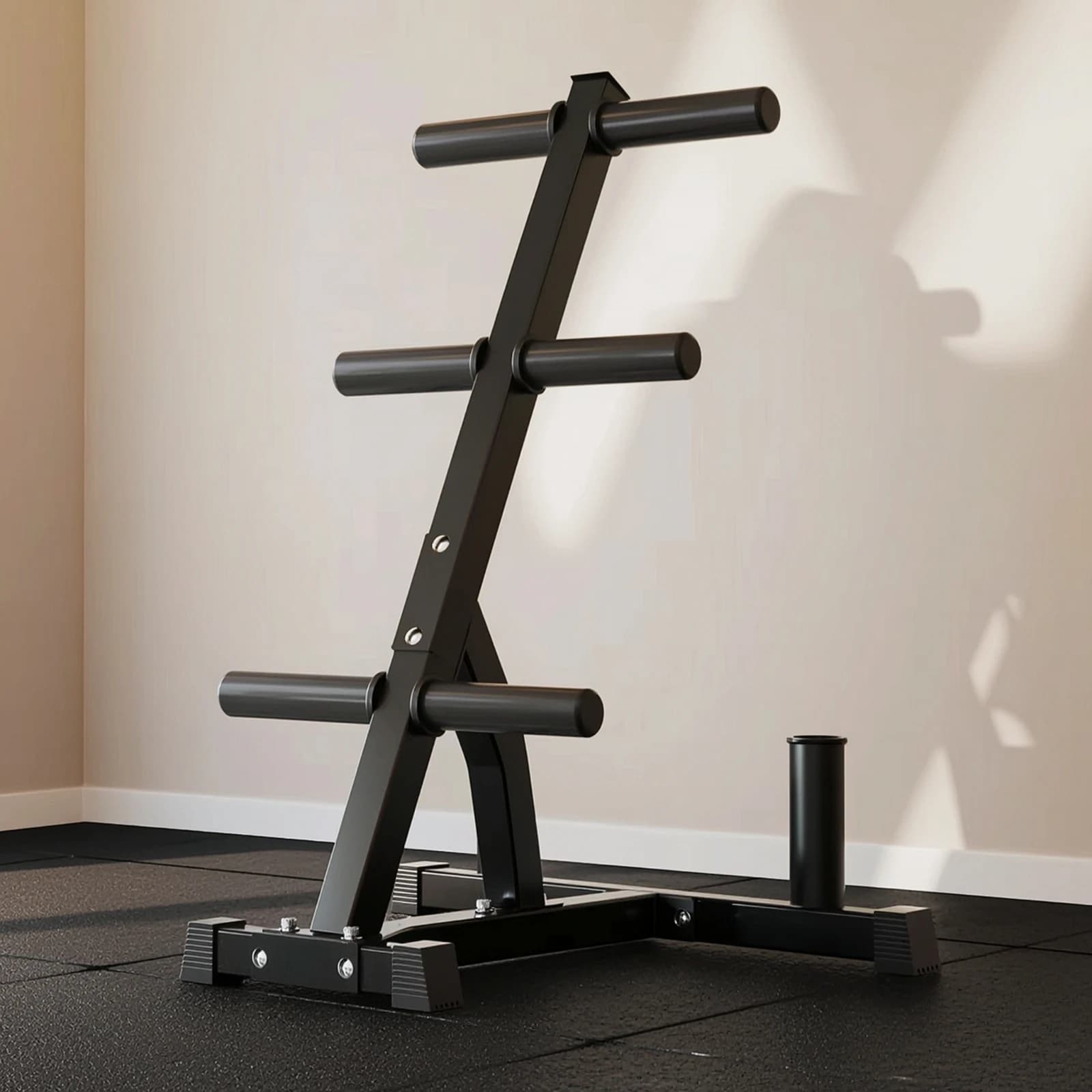 Barbell Plate Rack Space-Saving Weight Plate Rack with Barbell Holders Heavy-Duty Stable for Home Gym Owners, Fitness Studio