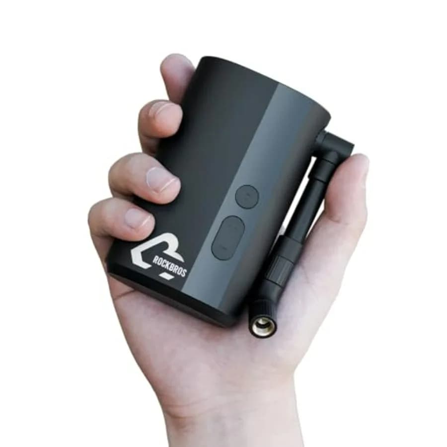ROCKBROS Mini pompa per bici elettrica 150PSI Gonfiaggio rapido 32s con manometro digitale Spegnimento automatico per valvole Presta e Schrader