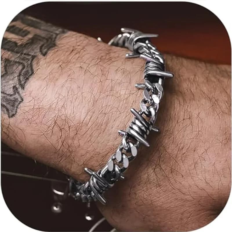 Chain Bracelets with Spindle Thread for Men and Women, Stainless Steel Bracelet with Cuban Spine Chain, Adjustable Jewels Style Punk Emo
