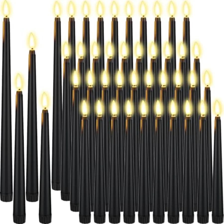 Set di 48 Candele LED Senza Fiamma a Batteria, 4 Misure: 8,5'', 9,65'', 10,83'', 12,8'', Candele Senza Fiamma con Effetto Tremolante