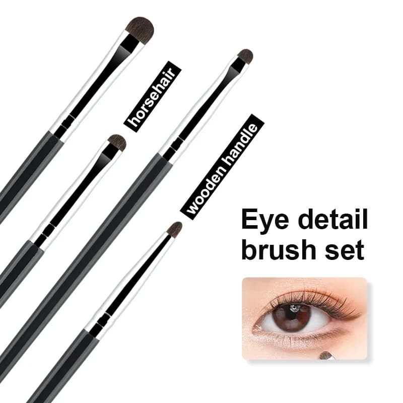4pcs small eyeshadow brush Detail Makeup Brush Pony Hair Eye Makeup Eyeliner Brush Fine Smudge Concealer Portable Set