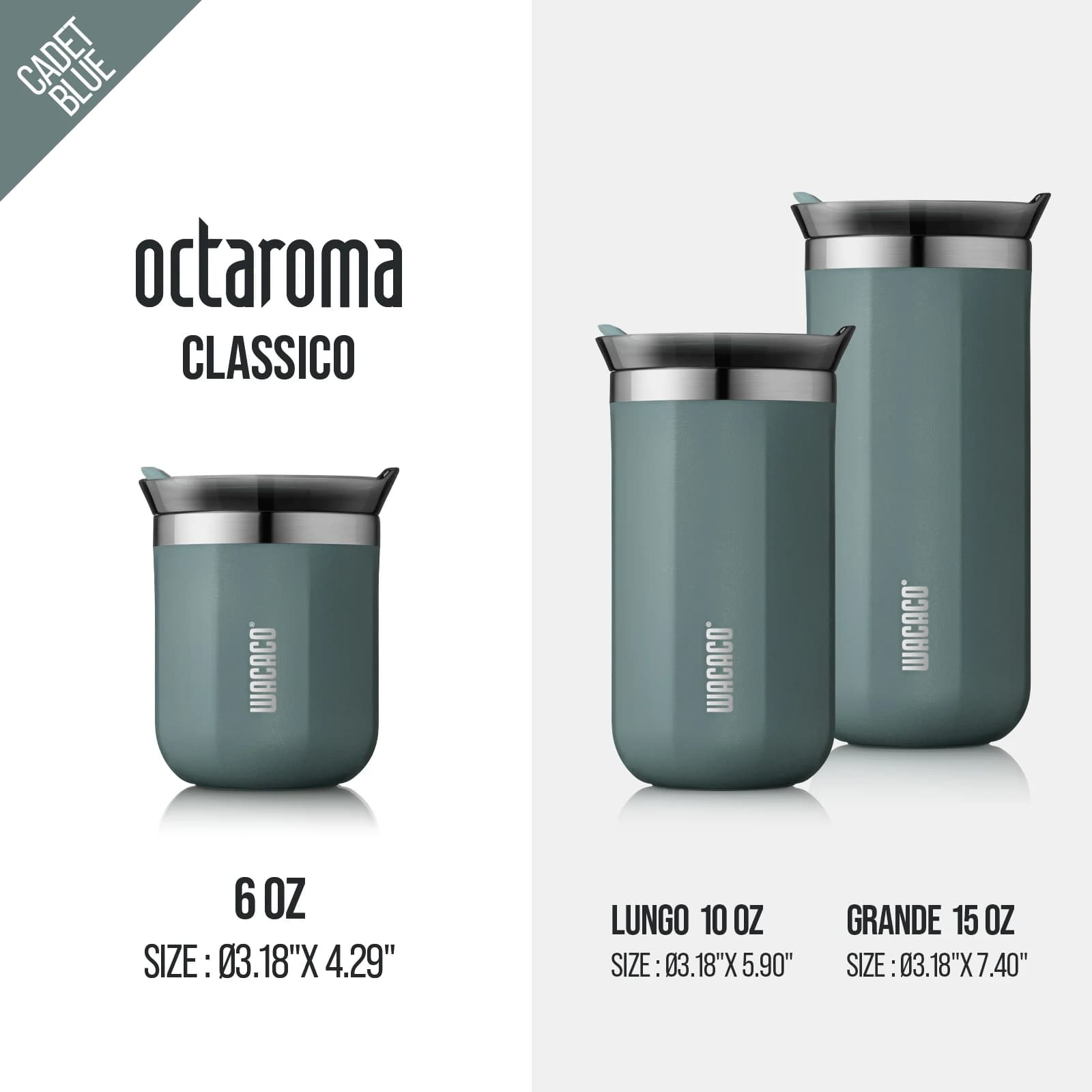 WACACO Octaroma Vacuum Insulated Coffee Mug, Double-wall Stainless Steel Travel Tumbler, 6/10/15 fl oz, thermo, Valentines Gift