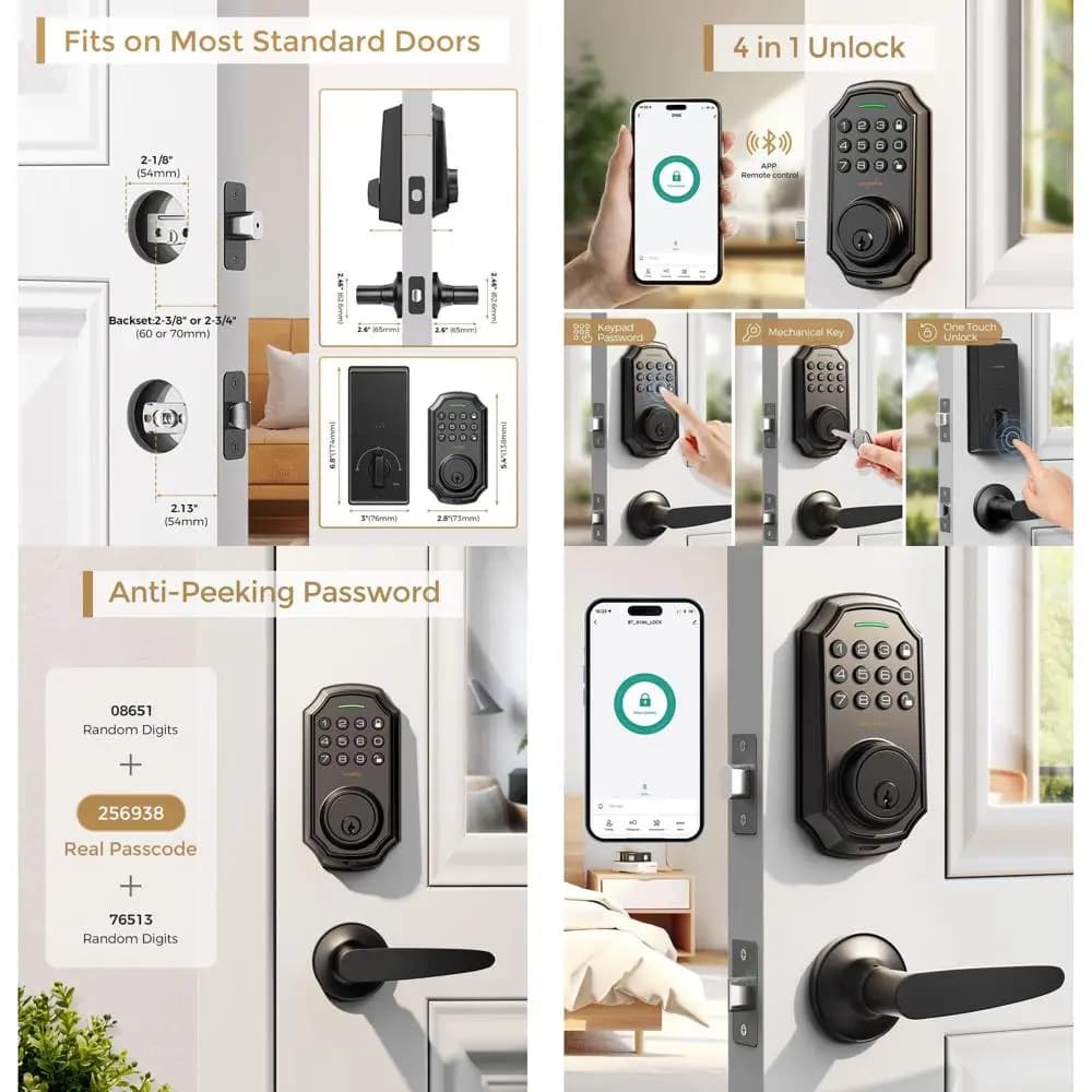 Serratura Intelligente con Tastiera e 2 Maniglie - 100 Codici Utente, Opzione Uso Singolo, Funzione Auto-Lock, Installazione Semplice