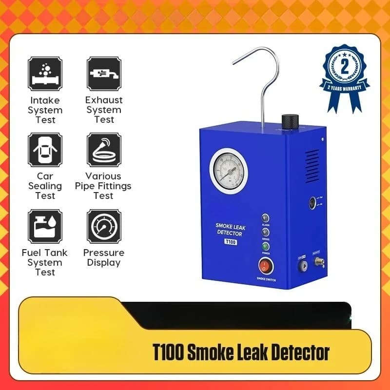 Rilevatore di perdite di fumo per auto T100 con pompa integrata, localizzatore di perdite di fumo, analizzatore e strumento diagnostico