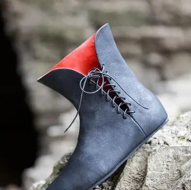Scarpe in Pelle PU da Uomo, Stivali alla Caviglia Stile Medioevale, Larp Vittoriano Rinascimentale, Costume da Cavaliere Medievale per Cosplay, Carnevale e Feste