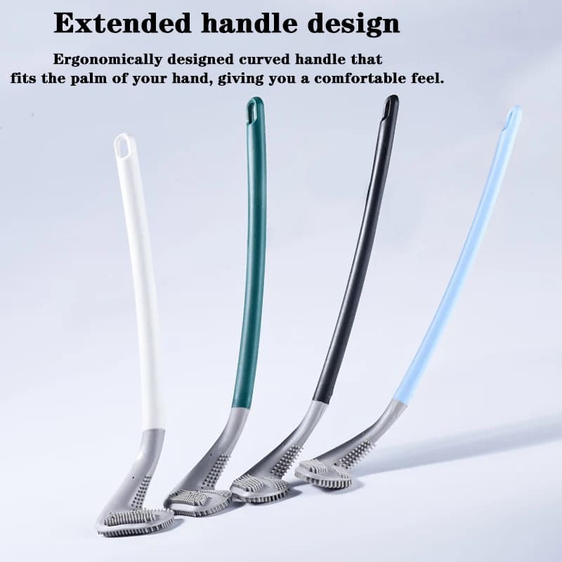 Wall Mounted No Drill Golf Style Toilet Brush Soft Rubber Long Handle Bathroom Cleaning Brush