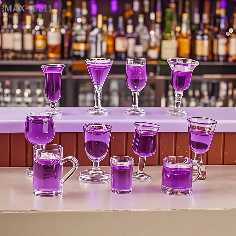 【F2-MAX111】10 Pezzi Miniature di Bicchieri da Vino, Boccali da Birra, Bottiglie di Vino in Resina, Modelli per Casa delle Bambole, Arredamento e Decorazione