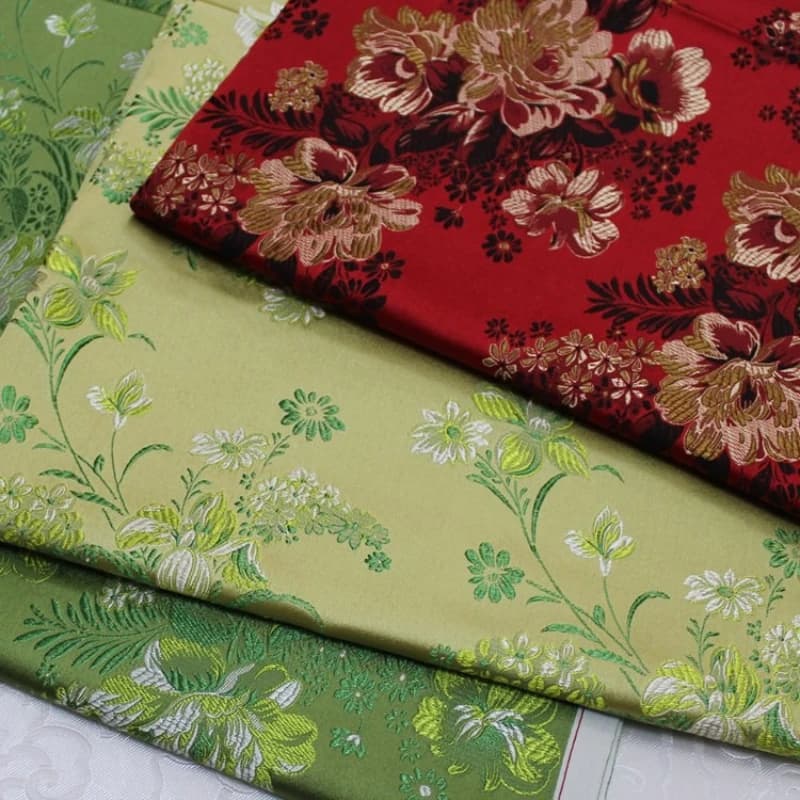 Peony Flower Brocade Silk Jacquard Fabric for DIY Cheongsam Baby Clothes Hanfu Fabric Decor for Cushions Armchairs Tables Flags