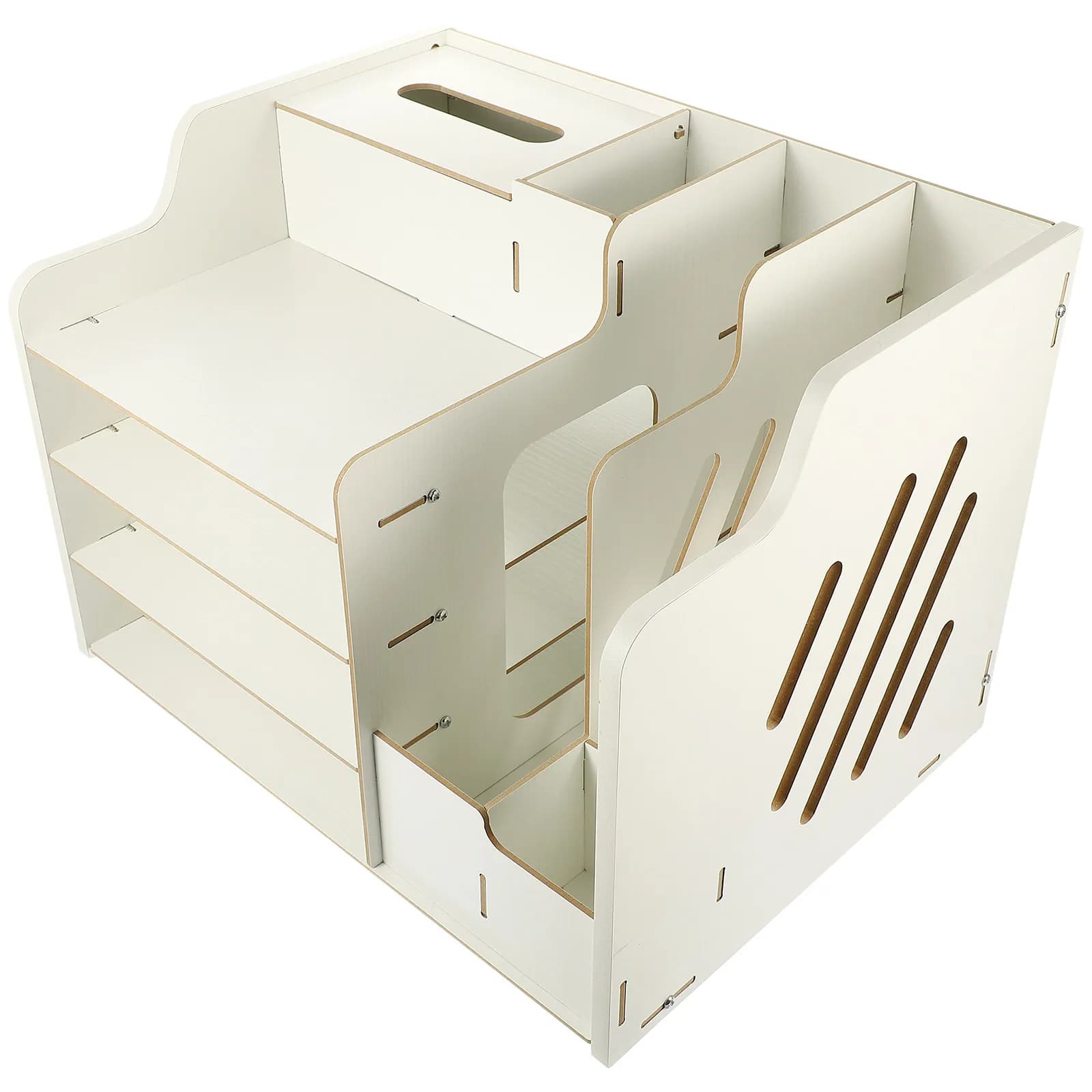 Organizer da Scrivania Moderno con Cassetto Piccolo Chiudibile, Scatola Portaoggetti per Penne, Documenti, Quaderni, Graffette, Accessori per Ufficio