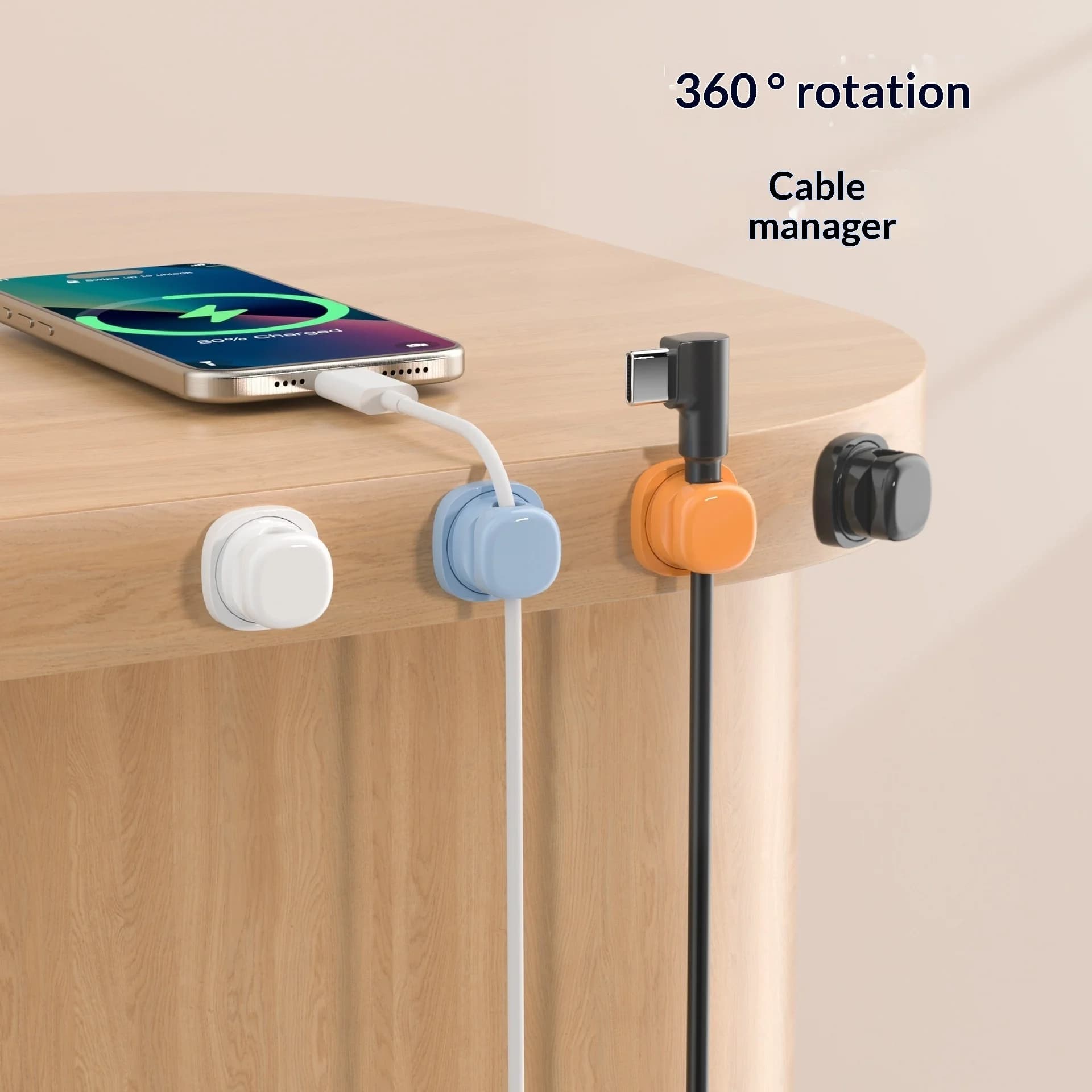 6Pcs Multi Color Rotatable Cable Organizer Multi Wire Clamp Charging Holder Phone USB Data Line Fix Clip Desk Storage Hub