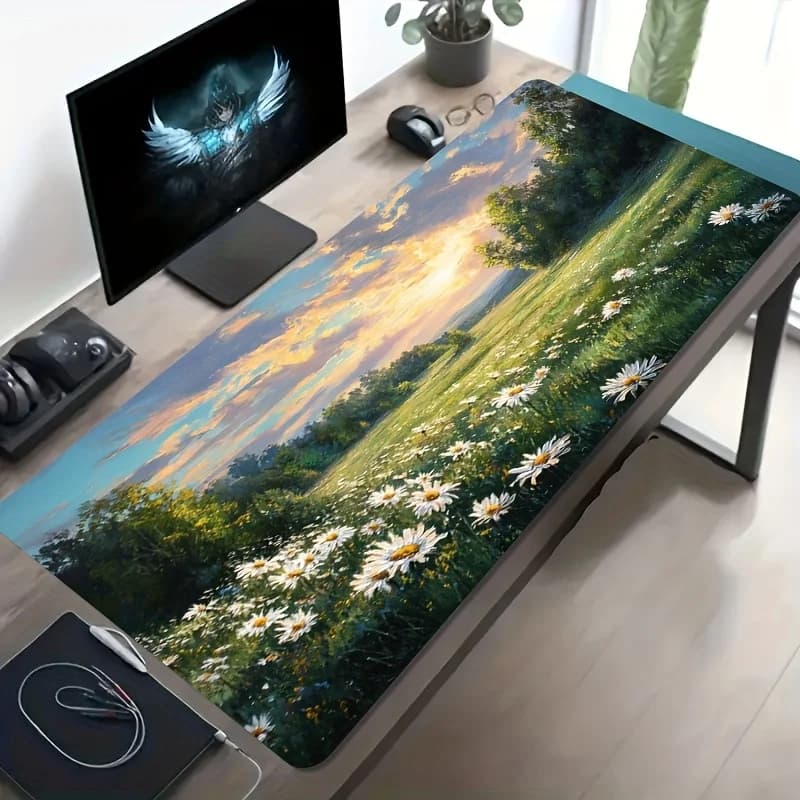 Tappetino per Mouse da Scrivania, Superficie in Tessuto per Gaming, Base Antiscivolo in Gomma, per PC e Laptop