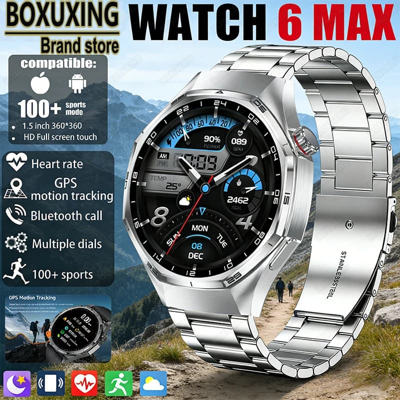 Nuovo Smartwatch Versione Globale Watch 6 MAX GPS, Schermo AMOLED, Fitness, Impermeabile, Monitoraggio Salute, Chiamate BT