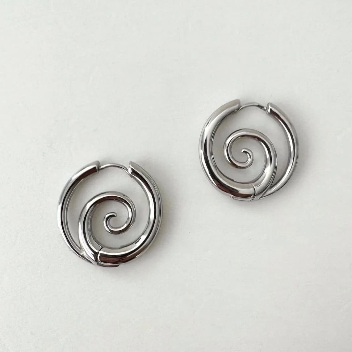 Stainless Steel eddy Punk Earrings | Silver Hoop Gothic Earrings