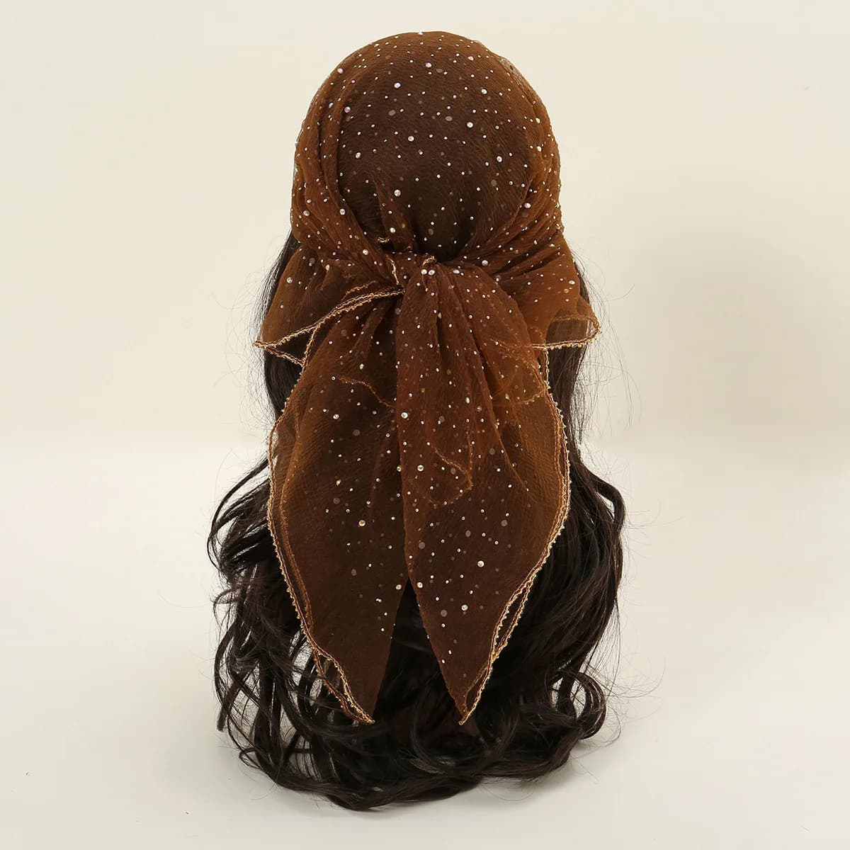 Rhinestone 80cm Square Scarf for Women, Elegant Sparkle Head Wrap, Fashion Versatile Decorative Silk Scarf, Chic Accessory