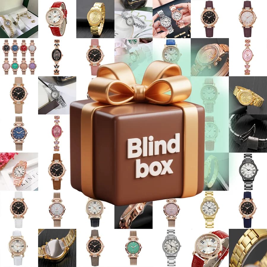 Mystery Watch Bag—A versatile fashion watch that adapts to any wrist size. A stylish surprise gift, this enigmatic blind box contains a perfectly crafted timepiece measuring 5.1 x 2.3 x 1.1 inches.