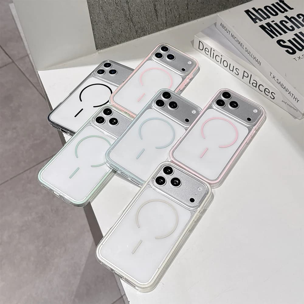Candy Color Border Transparent Soft Silicone Phone Case For iPhone 17 Pro Max 13 12 15 11 14 16 Pro Supports Wireless Charging