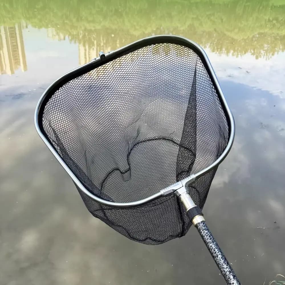 Aluminum Alloy Fishing Net Foldable Design Lightweight Construction Landing Net Oval Shape Portable Tool Foldable Fishing Net