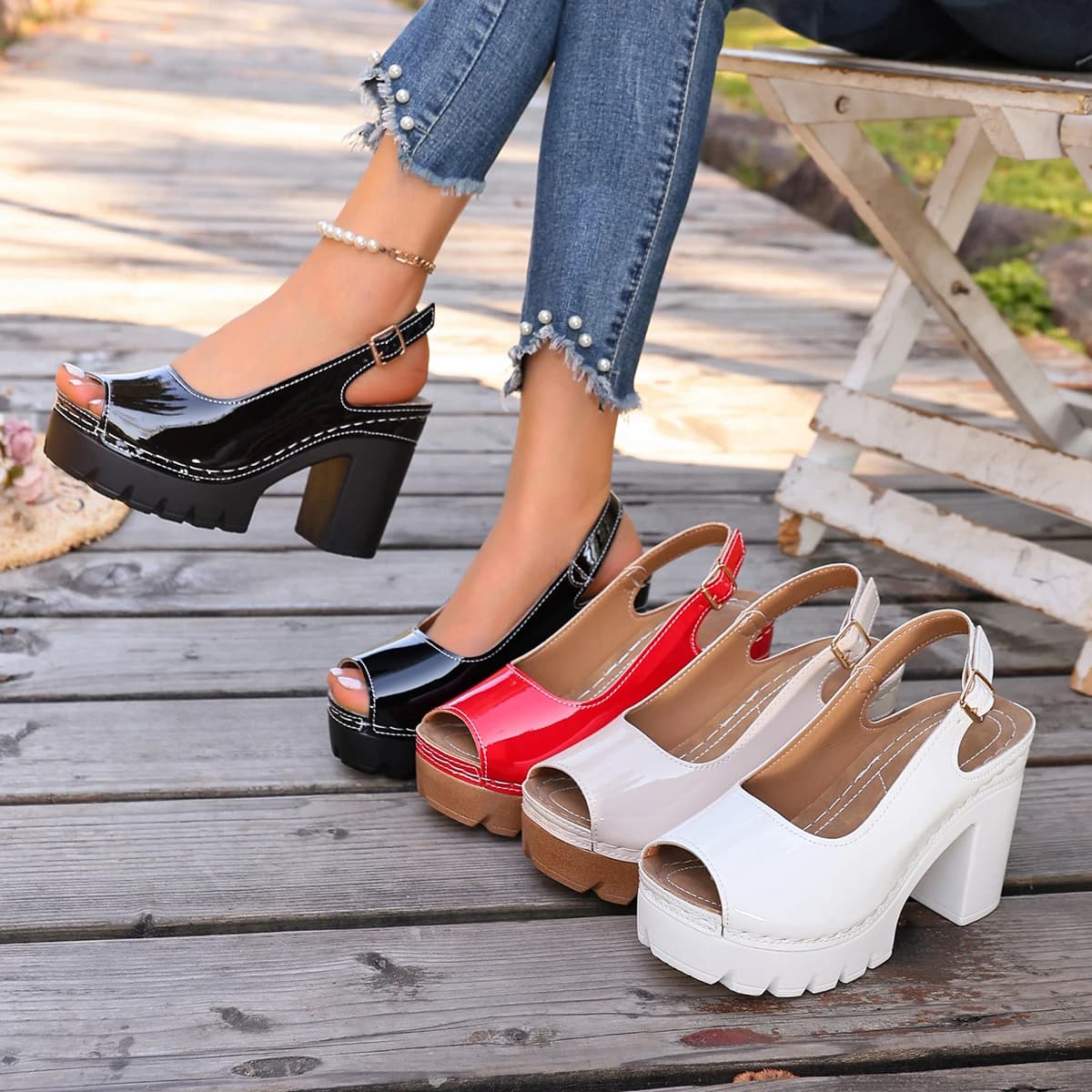 New women sandals with super high heel elegant shoes with fish mouth open toe buckle big heels summer female sandals De Mujer