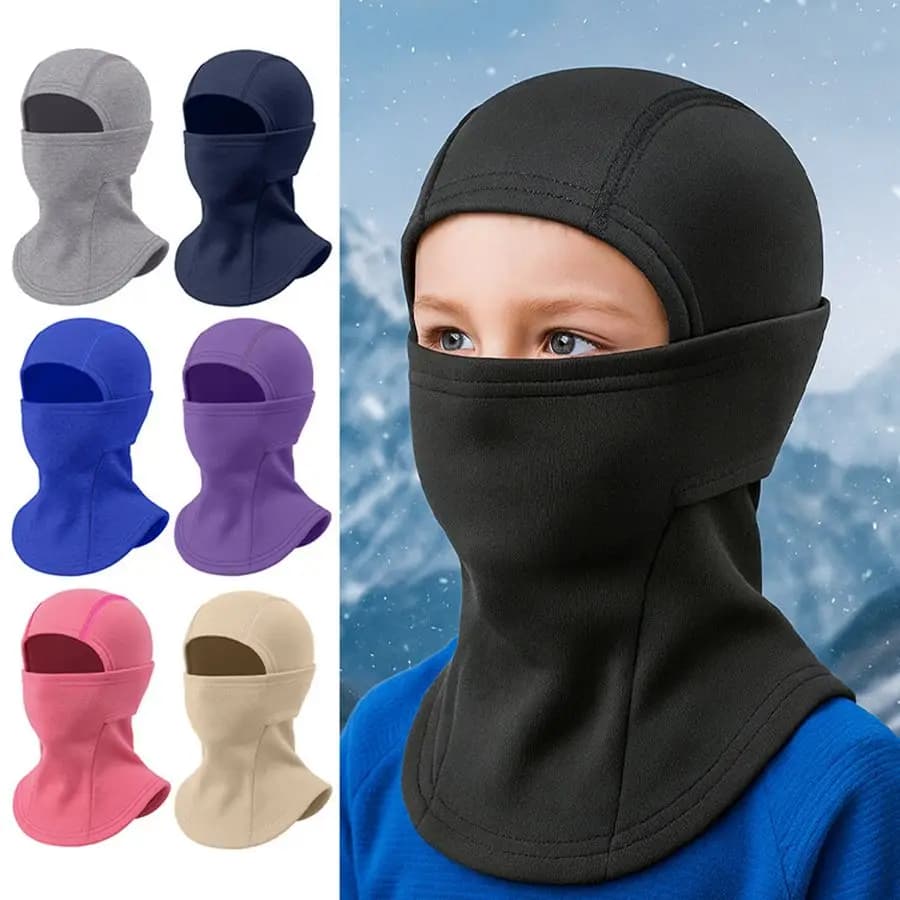 Passamontagna Invernale per Bambini, Antivento, Termico, Imbottito in Peluche, Cappuccio Traspirante per Ciclismo, Protezione Collo, Antifreddo, Copriviso per Sci