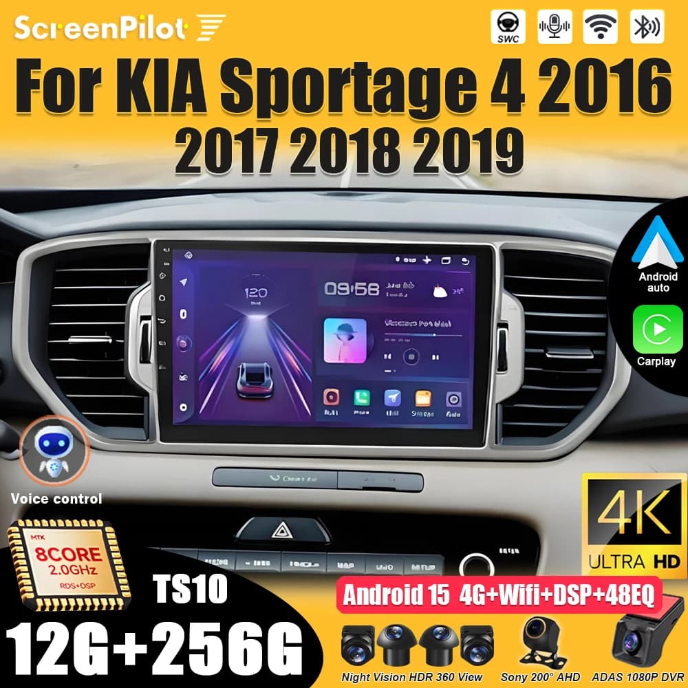 Android 16 per KIA Sportage 4 2016 2017 2018 2019 Autoradio con Carplay, Mirror Link Wireless, Android Auto, Sistema Intelligente 5G
