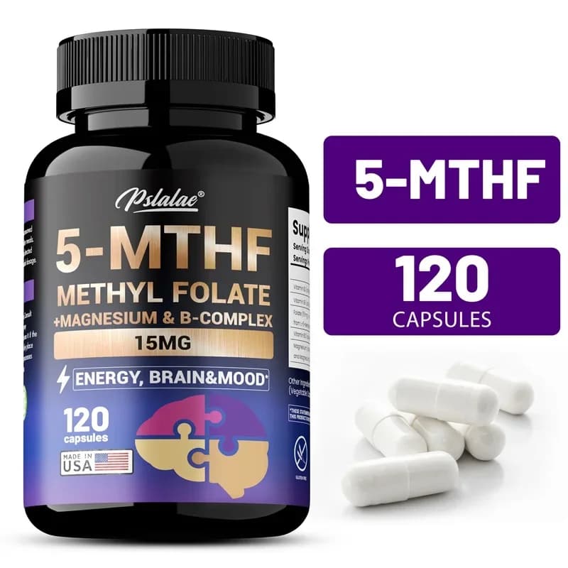 5-MTHF methylfolate supplement: improves memory, concentration and clarity, increases cognitive function, energy, brain and mood support