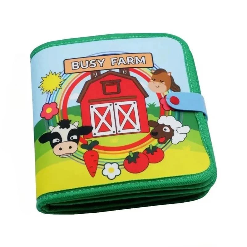 Libro Sensoriale Montessori in Feltro con Animali della Fattoria, Gioco Educativo per Bambini e Neonati, Puzzle per l'Apprendimento Precoce