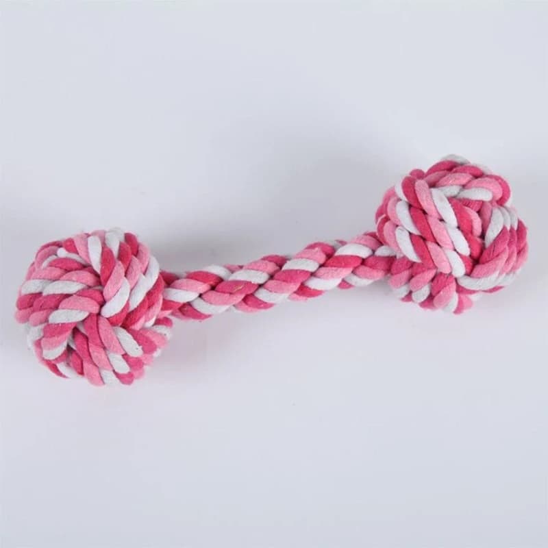 Pet toy durable and chew-resistant, wholesale colorful cotton rope woven dumbbell, teeth grinding toy