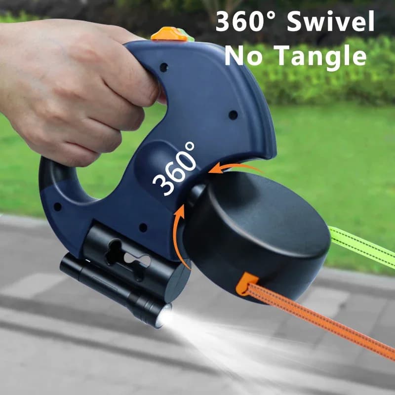 Guinzaglio Doppio Retrattile Premium 3M per Cani Piccoli, Riflettente, Girevole a 360°, Anti-Groviglio, con Luci LED