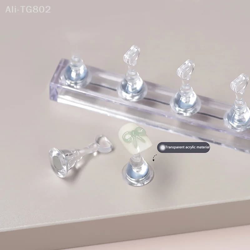 Set di 5 Supporti Magnetici a Forma di Scacchiera per Unghie in Acrilico, Strumenti per Pratica e Esposizione di Manicure Fai-da-Te