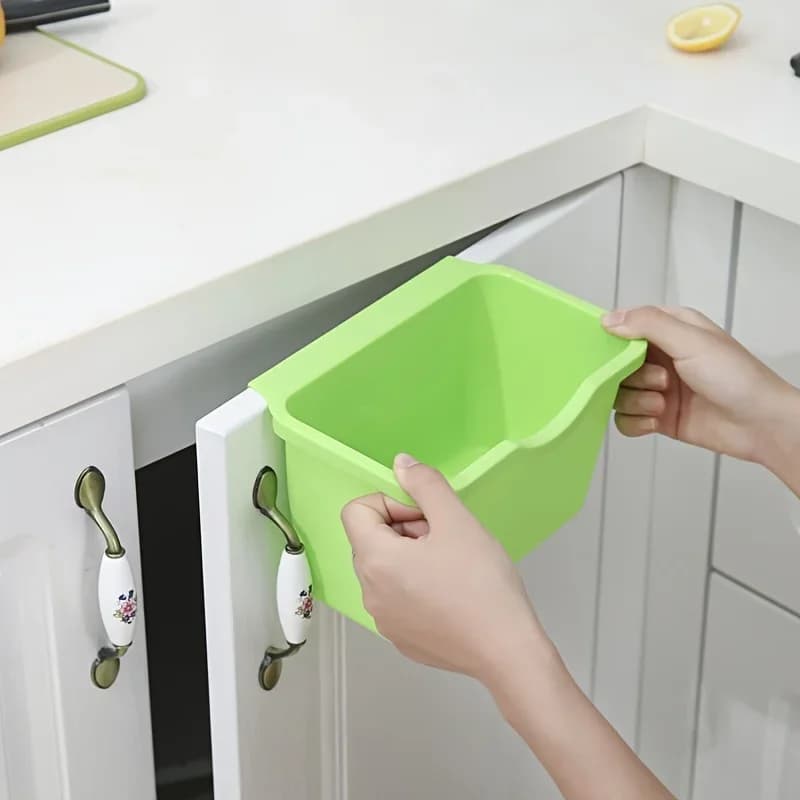 Pattumiera stile armadio da 1 pezzo, bidone della spazzatura in plastica appendibile per porta dell'armadio, utensili da cucina semplici e pratici