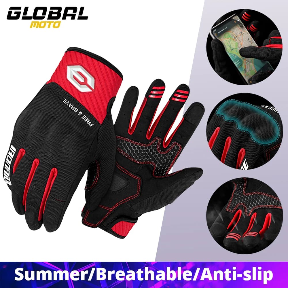 Guanti Protettivi Estivi Traspiranti per Moto, Guanti Touch Screen Antiscivolo per Motocross e Corse