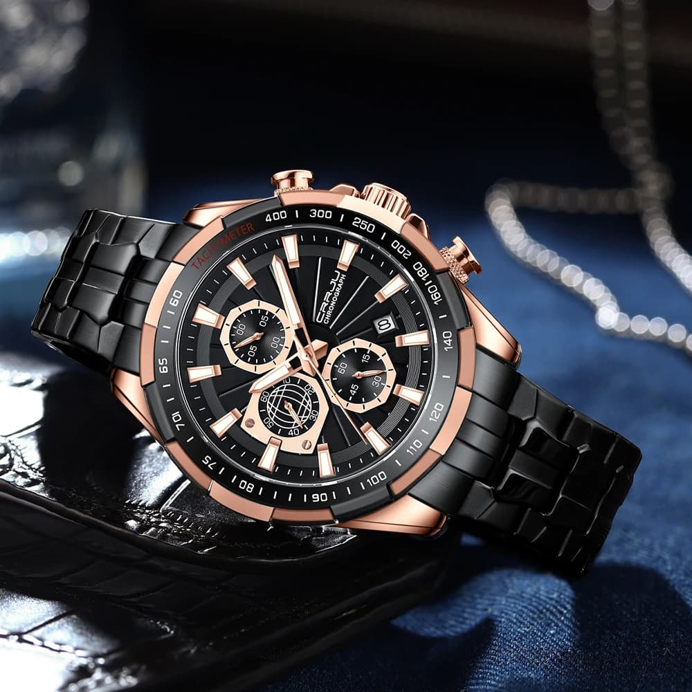 CRRJU Orologi da uomo 2022 Casual Sport Cronografo multifunzione Cinturino in acciaio inossidabile con data automatica Relogio Masculino