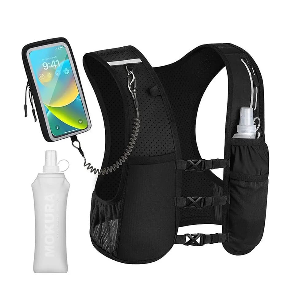 Lightweight Hydration Running Vest with Adjustable Fit, Breathable Trail Running Pack with Pockets